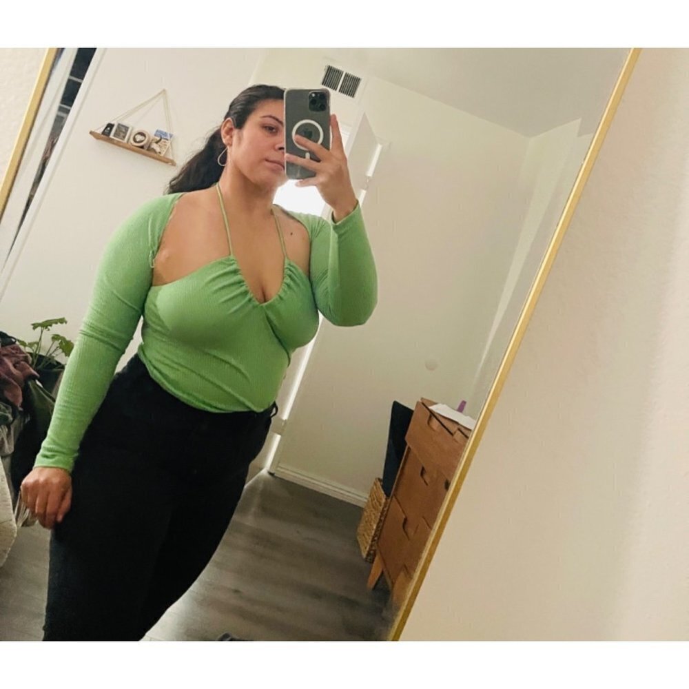 NWT Just Polly Green Bodysuit Top
